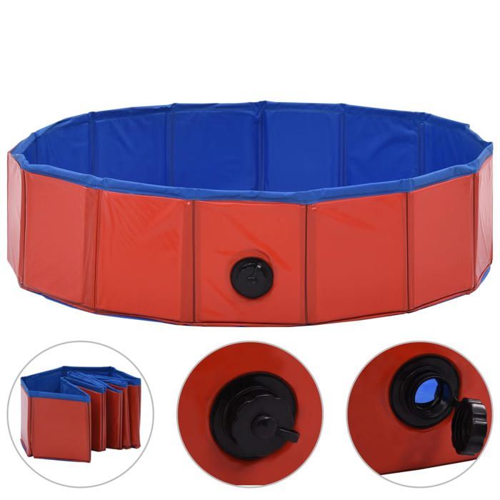Piscine pliable - mango - pour chiens - Rouge 80x20 cm PVC A192
