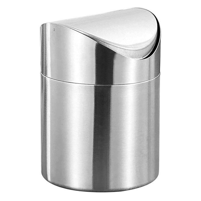 Poubelle en acier inoxydable avec couvercle rabattable - Petite poubelle pour salle de bain, cuisine, 8 litres