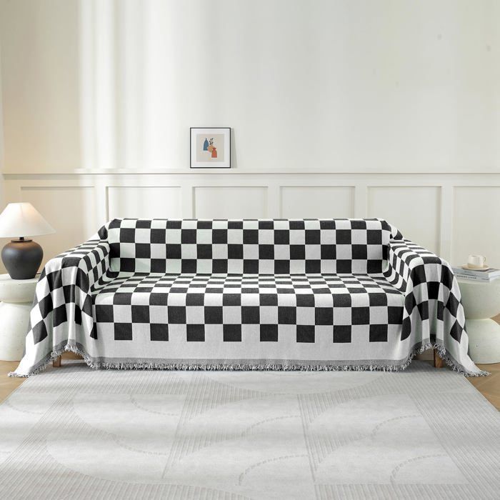 Ystyle Couvre Canapé 180x340 CM Jeté De Canapé Grande Taille Recouvre Canape Couverture Canape Noir Blanc