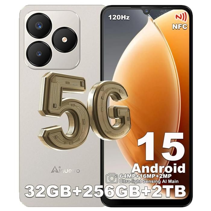 Smartphone 5G 32GB+256GB 6.75 120hz 5280mAh Smartphone Ainuevo Neo S25 Pro Android 15 64MP Telephone Portable Double SIM/NFC Or