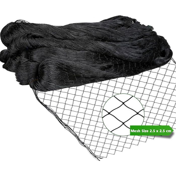 10m X 15m Filet Anti Oiseaux Filet Protection Oiseaux Noir Les Plantes et Les Raisins du Préjudice (Mailles De 2.5 X 2.5 cm)