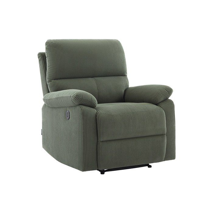 Fauteuil relax électrique en velours côtelé vert LUNANO