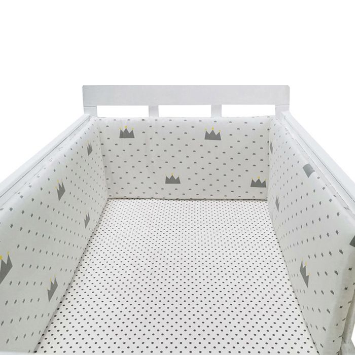 Tour de lit barrière de lit en coton pour nouveau-nés barrière de lit tressée lit bébé - Couronne grise -