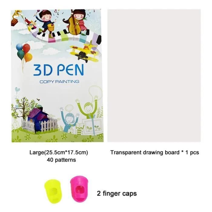 Kit Stylo 3D LEIIERUY – 2 Livres + 40 Modèles, Feuilles Plastiques Incluses, Loisir Créatif Enfant Dès 7 Ans