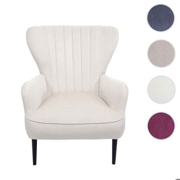Fauteuil Lounge MCW-K37 velours crème beige
