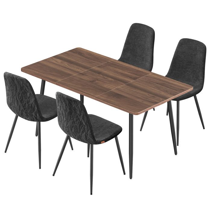 Ensemble Salle à Manger - Noyer Naturel - Gris Ardoise - Montage Rapide - Pieds Réglables - Nettoyage Facile Ensemble Salle à Manger - Noyer Naturel - Gris Ardoise - Montage Rapide - Pieds Réglables - Nettoyage Facile