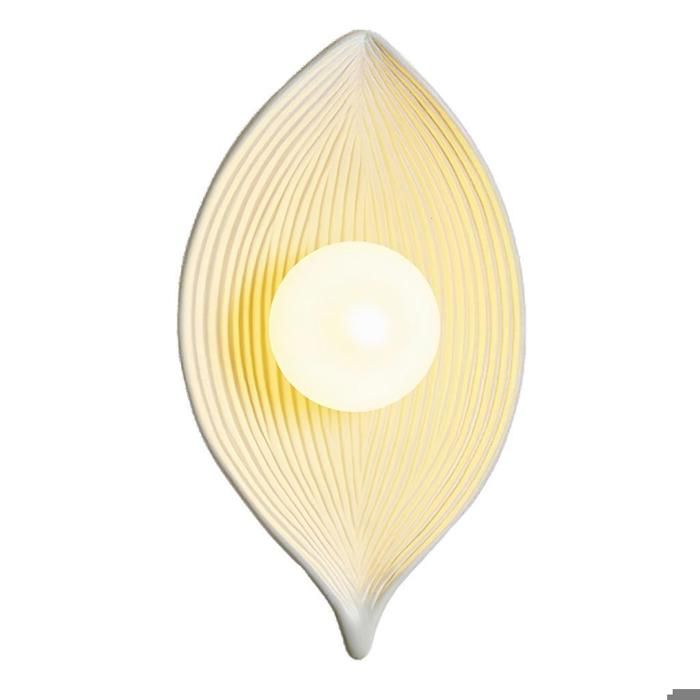 iDEGU Applique Murale Intérieur Moderne Lampe Murale Vintage en Résine Abat-jour Design Feuilles Blanc G9 LED Luminaire Chaud