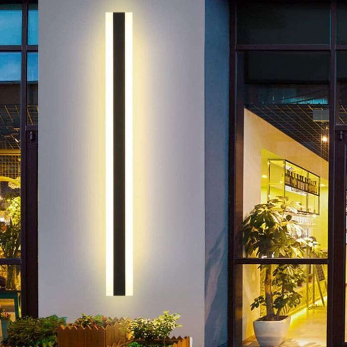 Applique Murale LED Extérieur 80cm IP65 Noir Bande Lumineuse Villa Porche Jardin Lumière Chaude