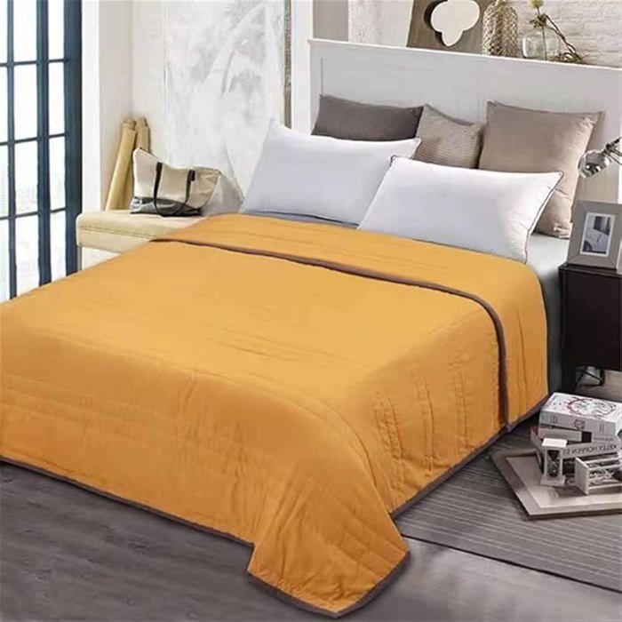 Couvre Lit Matelassé Réversible Dessus Lit Couverture Climatisation Couette Parure Lit Canapé Jaune Pur#100x130cm JETEE DE LIT