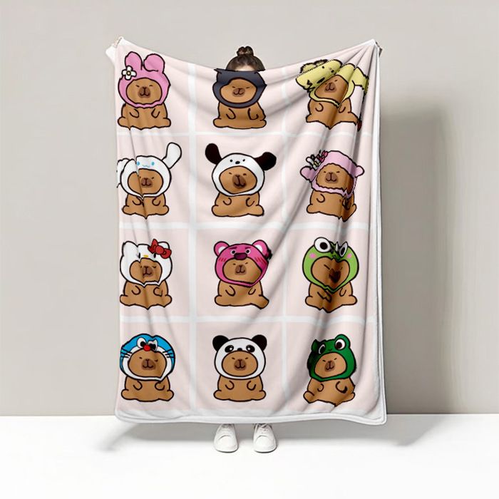 Couvertures en Molleton de Flanelle Capybara Couvertures Moelleuses Douces Couverture de Canapé Lit Enfants 130*150CM Style A6