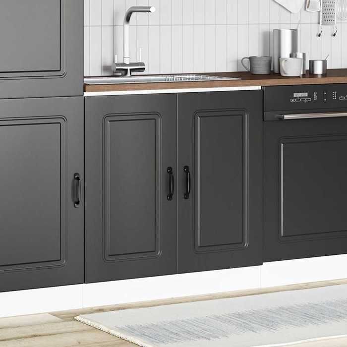 Black Week Armoire rangement - CLARENCE - Meuble bas pour évier - Kalmar noir 80x46x815 cm bois ingénierie AA185