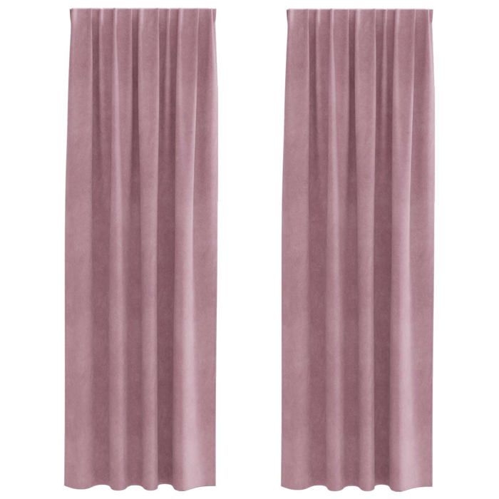 Rideaux occultants en velours - vidaXL - 140x225 cm - Rose foncé - Lot de 2 - Bloque la lumière - Accroche facile