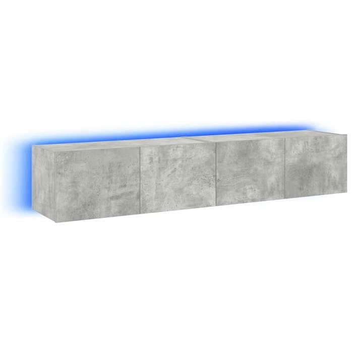 BEST-HOME Meuble de salon - UU - Meubles TV muraux et lumières LED 2pcs - gris béton 80x35x31 cm HH17565