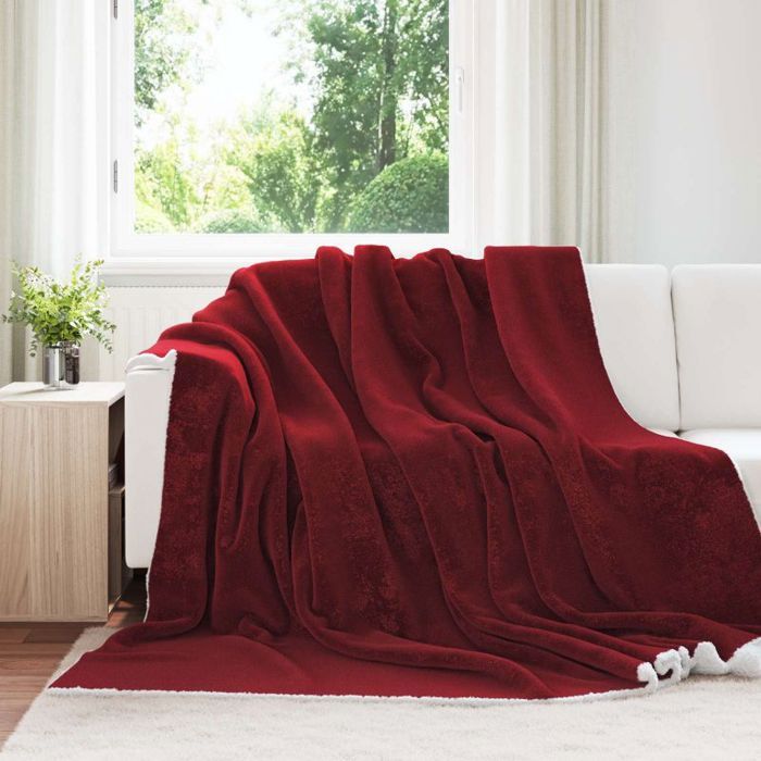 VIDAXL Couverture polaire Rouge Bordeaux 220 x 240 cm - Plaid léger 480 g