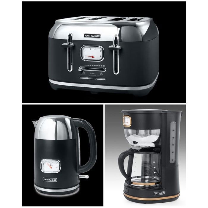 Cafetière - MUSE - 1.4 L - 10 à 12 tasses - 1000W - Système anti-goutte-Grille pain-Bouilloire Cafetière - MUSE - 1.4 L - 10 à 12 tasses - 1000W - Système anti-goutte-Grille pain-Bouilloire