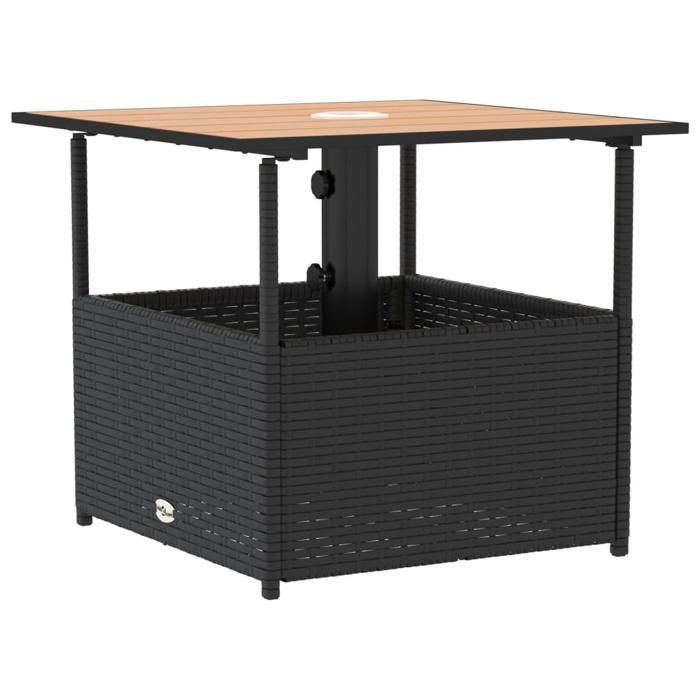 STAR SALE® Table de jardin( 1 pc ) - Table cuisine - avec trou de parasol noir résine tressée 55x55x46.5 cm T40