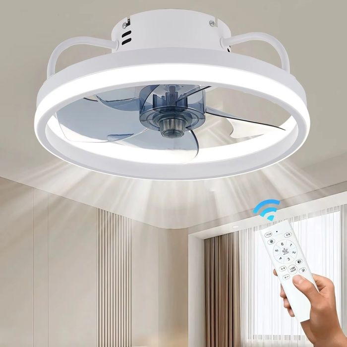 Ventilateurs de Plafond avec Lumière 50cm Ventilateurs de Plafond Silencieux Intelligents 6 Vitesses Luminosité Réglable pour Maison - Joulli