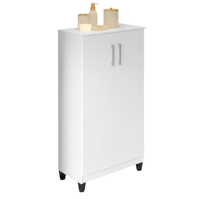 Armoire Multifonctions 2 portes 4 Niches Blanche L 63.7 H 121.2 P 33.5 cm - L 63.7 x l 33.5 x H 121.2 cm Armoire Multifonctions 2 portes 4 Niches Blanche L 63.7 H 121.2 P 33.5 cm - L 63.7 x l 33.5 x H 121.2 cm