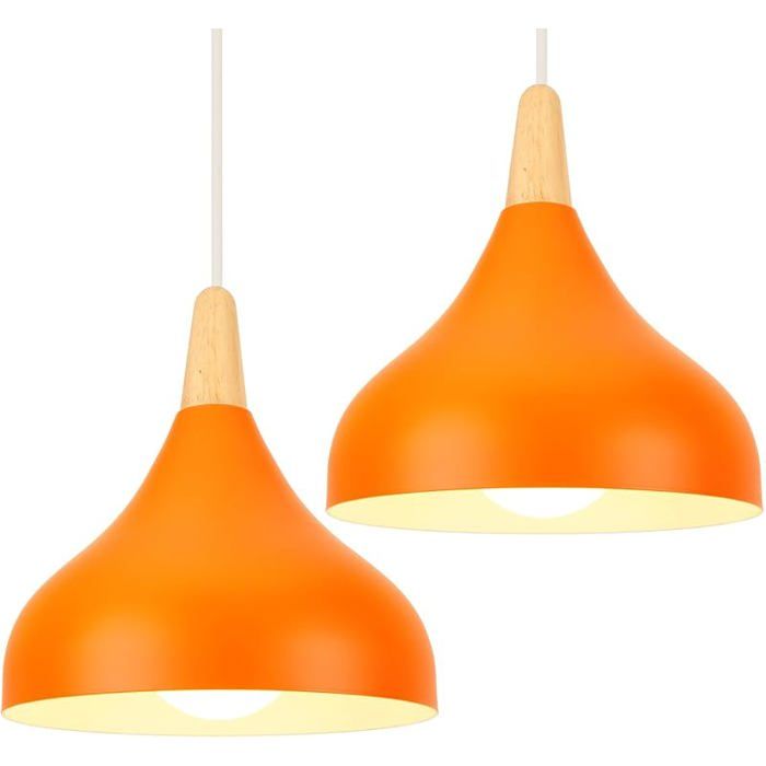 JTY Lot de 2 Lustres Suspensions Rétro Suspension Luminaire Moderne Style Goutte Chapeau Plafonnier E27 Métal 2 Pièces oran LUSTRE