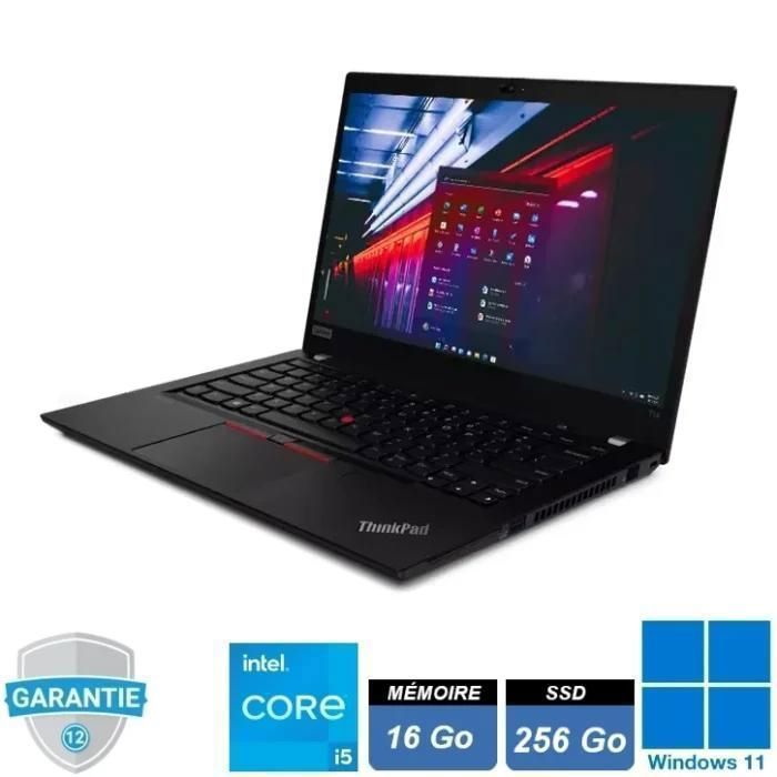 Pc portable - Lenovo Thinkpad T14s Gen2 - 14 Full HD - i5-1145G7 - RAM 16Go - SSD256Go - Windows 11 Pro - Étui de protection - Lenovo