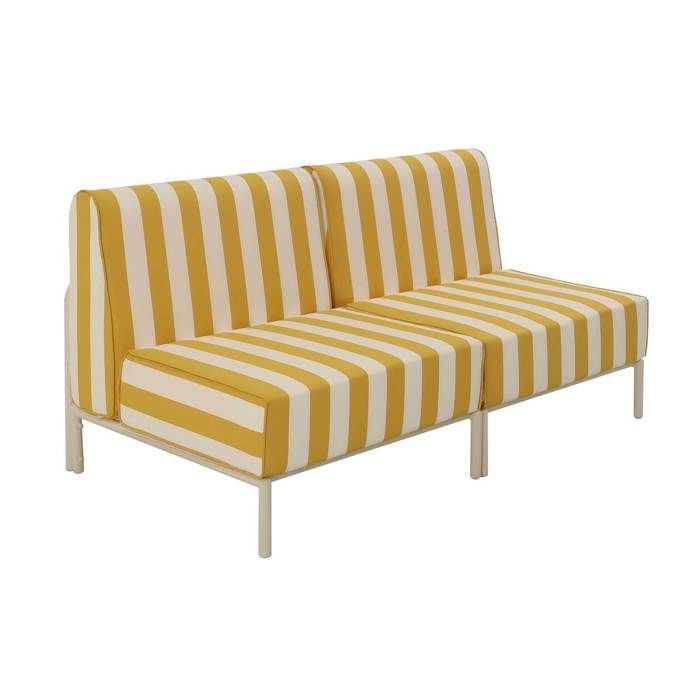Salon de jardin bas modulable rayé 2 places jaune 144 x 80 cm Patio Oviala