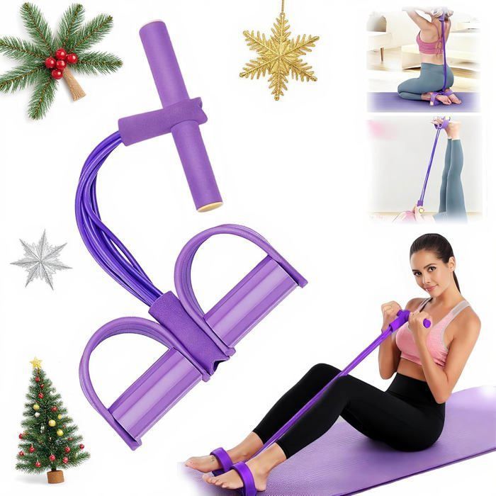 Bande de résistance musculation - 6 tubes avec pédale - Poignées mousse antidérapante - Latex haute élasticité - Compact Femeo