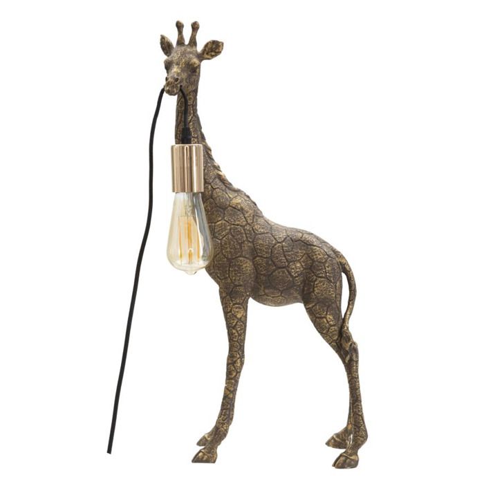 Petite Lampe de Table Girafe en Résine Or Antique - Réf. VK8681847483335