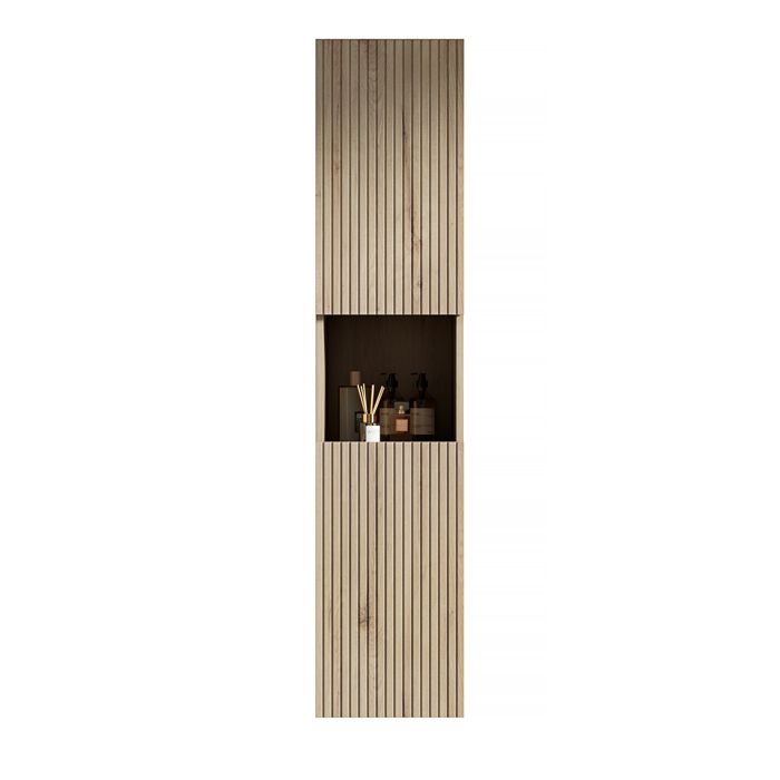 Armoire murale de salle de bain - Hauteur 160 cm - Largeur 35 cm - Profondeur 35 cm - Chêne blanc