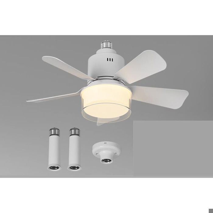 Ventilateur plafond 45cm silencieux avec lumière LED dimmable télécommande 3 vitesses E27 idéal chambre/salon