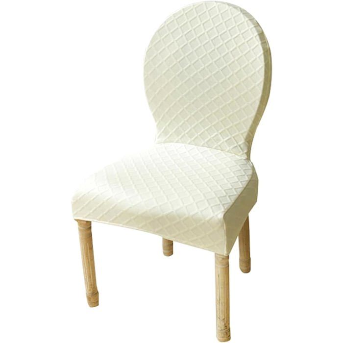 Housse de chaise de salle à manger extensible dossier rond sans accoudoirs lot de 2 beige lavable