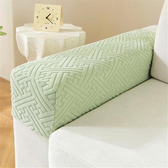 Lot de 2 housses daccoudoir élastiques anti-dérapantes vert pour canapé fauteuil inclinable protège-accoudoir HOUSSE DE FAUTEUIL
