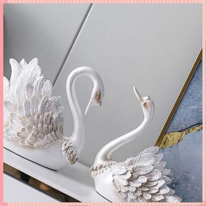 AUCUNE Ornement de cygne de couple Couple cygne ornement salon meuble TV cygne ornement moderne décoration linge table perle