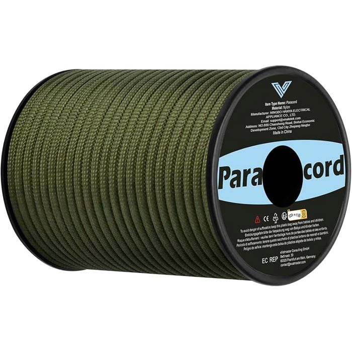 Paracord 4mm 30M Corde Nylon 9 Brins Paracord 550 Corde Parachute Cordelettes Résistant Déchirure Cordes Tente Green