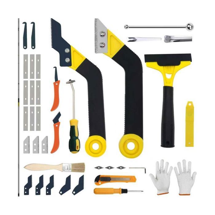 Kit Outils Joints Carrelage 38 Pièces Grattoir Scie Nettoyage