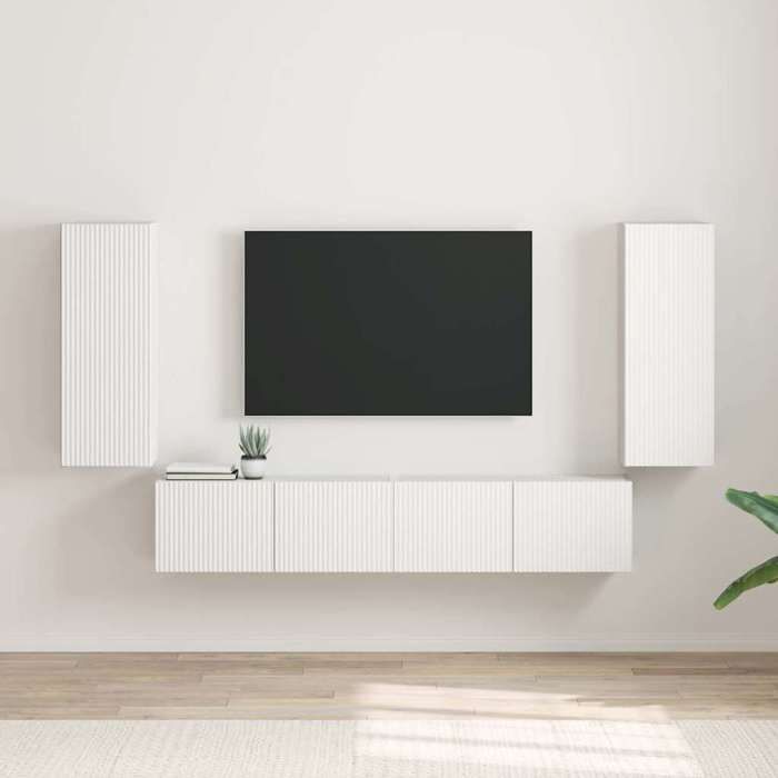 Meuble HIFI - Meuble TV mural 2 Pc Blanc 27 x 30 x 24 cm en Bois dingénierie avec ensemble coordonné pour Salon 527391