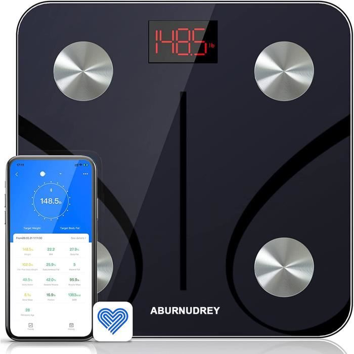 Pese Personne, Balance Pèse Personne, Impédancemètre Bluetooth Balance Connectee Balance Impedancemetre avec 13 Données Corporelles
