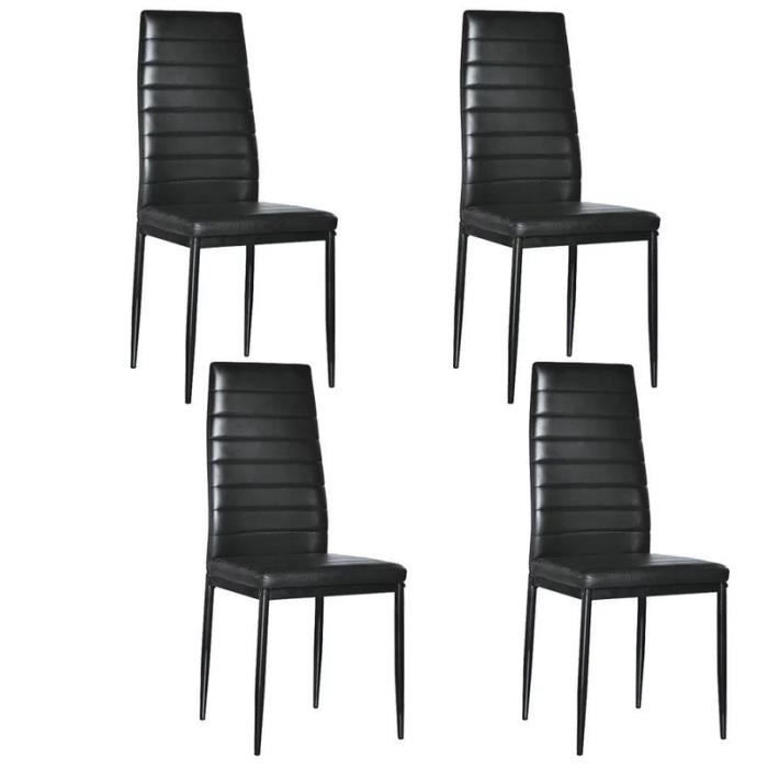 Lot de 4 Chaises de salle à manger élégantes avec dossier Noir