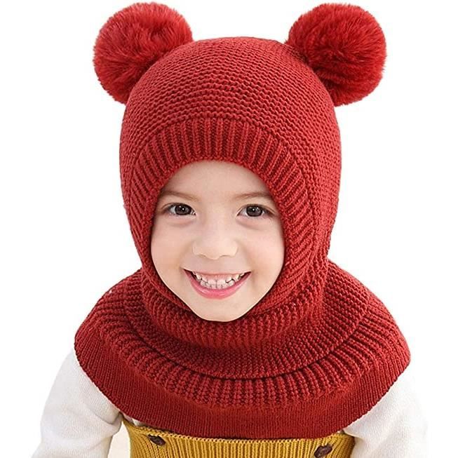Ensemble Bonnet Écharpe Gants Enfant – Tricoté Doublé, Pompon, Pour Filles Et Garçons (Hiver Chaud)