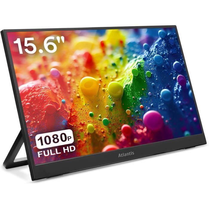 Atlantis Moniteur portable 16 pouces Full HD 1920 x 1080 HDMIType C haut parleur 2 x inclinaison réglable écran IPS pour ordinateur portableconsolecommutateur179 câble HDMI 1 5