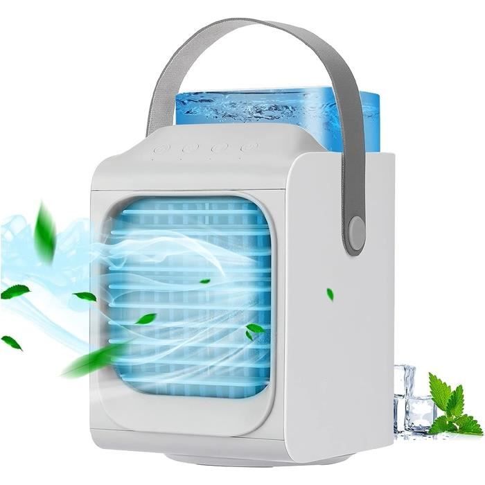 Climatiseur Mobile 3-en-1 Silencieux - Ventilateur, Brumisateur, Rafraîchisseur D'air - Réservoir 500ml, Portable