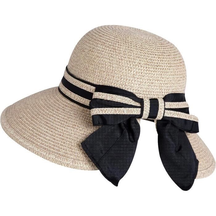 Chapeau De Soleil En Paille à Large Bord - Pliable, Couleur Crème/beige, Taille Unique NEUVE