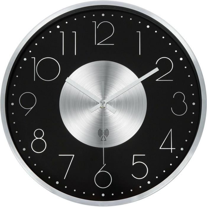 Horloge Murale Radio-pilotée 30 Cm - Synchronisation Automatique, Sans Tic-tac, Piles AA, Cadran Argenté, Facile à Lire, Pour Maison, Bureau - 4