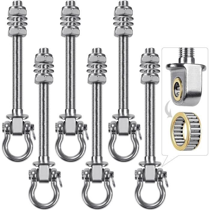 Lot De 2 Crochets De Balançoire Relaxdays – Mousqueton 50 Mm, Charge 350 Kg, Inox Argenté