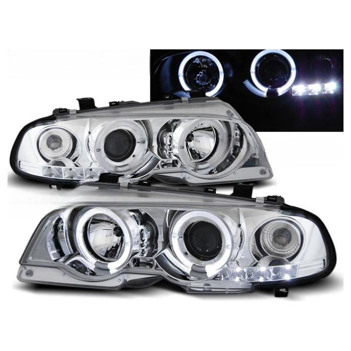 Paire de phares BMW serie 3 E46 Coupe de 1999 a 2003 angel eyes chrome-27361175