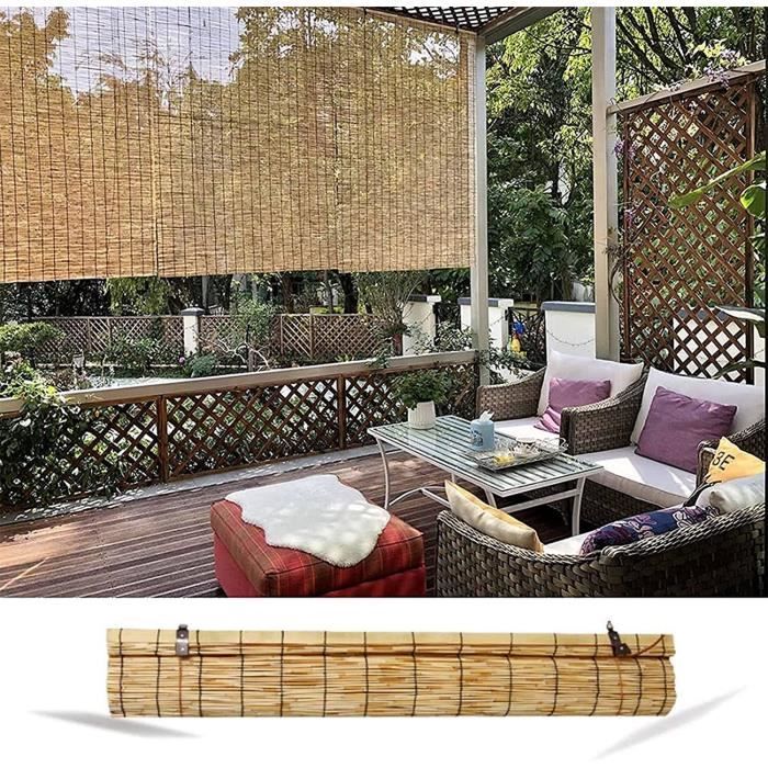 Stores en Roseau Rideaux, Store Enrouleur Bambou Respirant, Rideau Occultant, Tissés À La Main