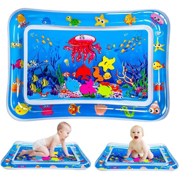 Tapis Eau Pour Chat Gonflable - 66x47 Cm, PVC épais, Avec 4 Rustines, Thème Océan