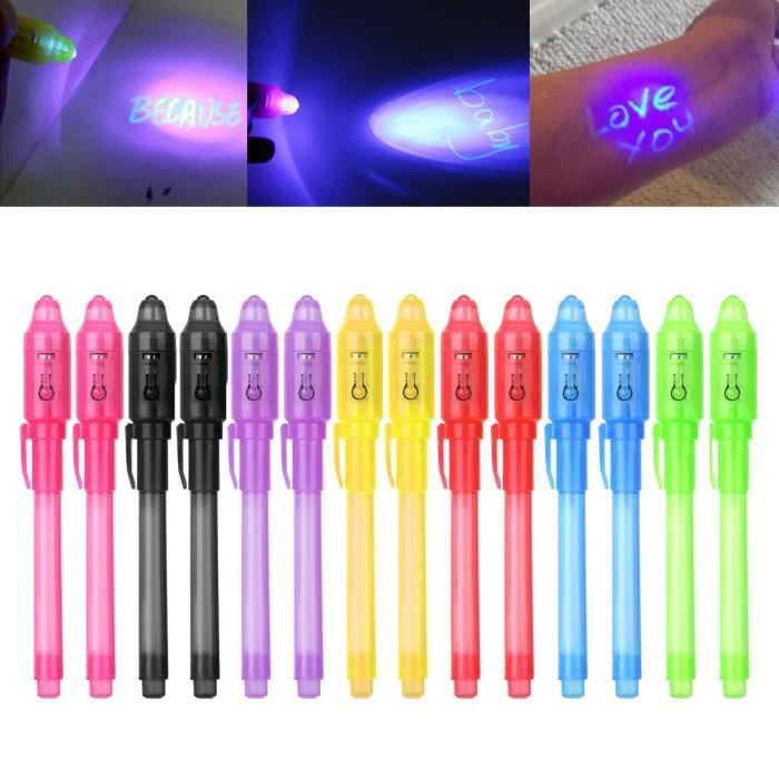 14 Crayons à Encre Invisible avec Lumière UV Stylo Encre Invisible