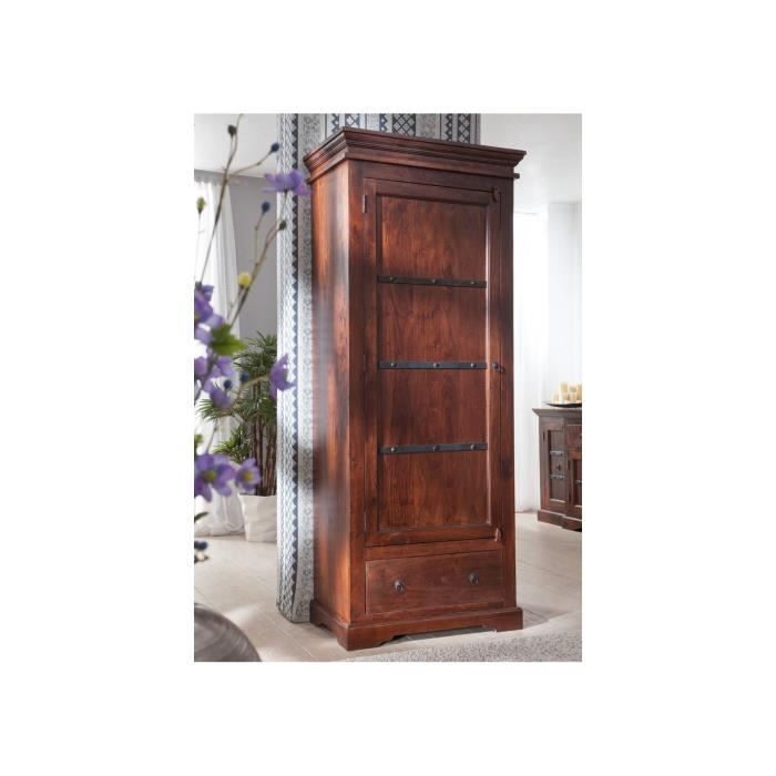 armoire/penderie - bois massif d'acacia laqué (nougat) - style colonial - oxford 900