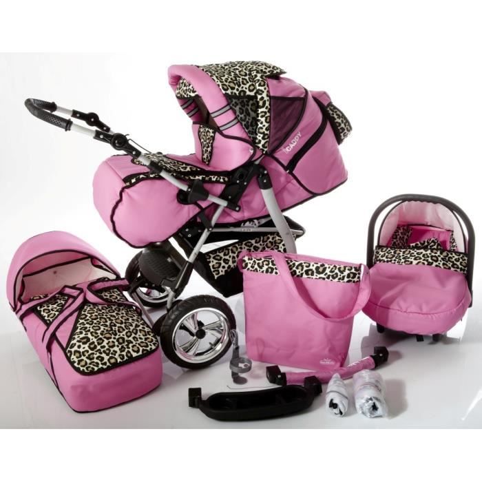 Poussette Combinee Icaddy 3en1 Siege Auto Couffin Poussette Canne Sac A Langer Accessoires 15 Rose Leopard Cdiscount Puericulture Eveil Bebe