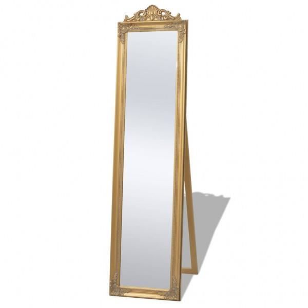 Miroir sur pied - Doré - 160 x 40 cm - Style baroque - Bois massif - Intérieur